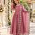 Pink silk blend readymade anarkali with embroidery & sequence work