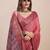 peach bandhani printed zari saree