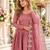Pink silk blend readymade anarkali with embroidery & sequence work