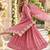 Pink silk blend readymade anarkali with embroidery & sequence work