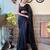 black embellished sequinned pure georgette saree