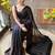 black embellished sequinned pure georgette saree