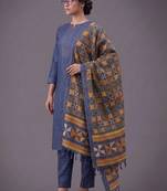 women ethnic motifs regular kurta with trousers & with dupatta