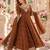 Brown georgette readymade anarkali with embroidery & sequence work