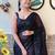 black embellished sequinned pure georgette saree