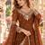 Brown georgette readymade anarkali with embroidery & sequence work