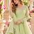 Lime georgette readymade anarkali with embroidery & sequence work