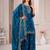Women embroidered blue kurta with palazzo & dupatta set