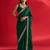 green embroidered satin saree