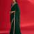 green embroidered satin saree