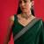 green embroidered satin saree