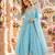 Sky georgette readymade anarkali with embroidery & sequence work