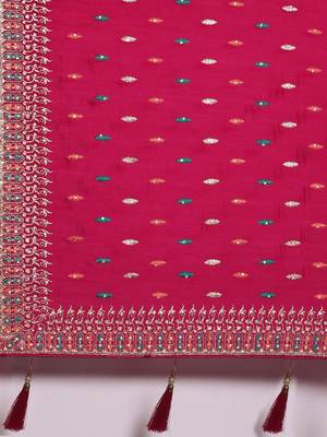 pink pink ethnic motifs silk blend saree 5