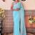 blue embellished sequinned poly georgette saree