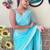 blue embellished sequinned poly georgette saree