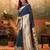 navy_blue navy blue & gold-toned floral woven design zari silk blend paithani saree