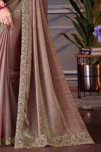 burgundy embellished embroidered pure chiffon saree