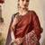 rust kantha work silk cotton tussar saree