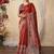 rust kantha work silk cotton tussar saree