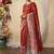 rust kantha work silk cotton tussar saree