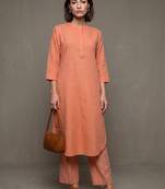 women regular cotton kurta with trousers