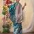 teal kantha work silk cotton tussar saree