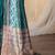 teal kantha work silk cotton tussar saree