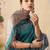 teal kantha work silk cotton tussar saree