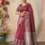 burgundy ethnic motifs kantha work silk cotton designer tussar saree