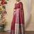 burgundy ethnic motifs kantha work silk cotton designer tussar saree