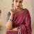 burgundy ethnic motifs kantha work silk cotton designer tussar saree