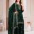 Women embroidered green kurta with palazzo & dupatta set