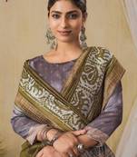olive kantha work woven design tussar saree
