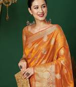 yellow woven design zari banarasi saree