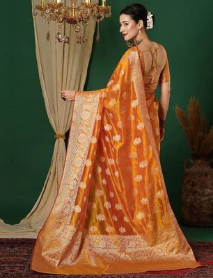 yellow woven design zari banarasi saree 4