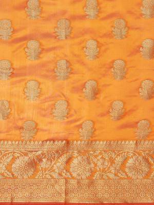 yellow woven design zari banarasi saree 5