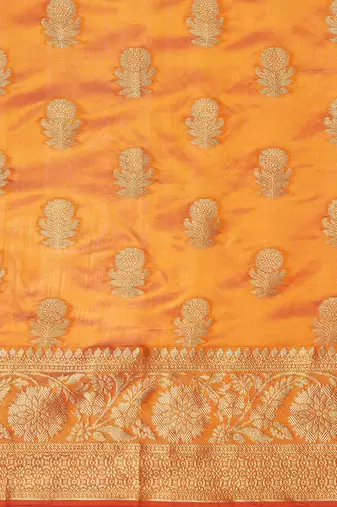 yellow woven design zari banarasi saree
