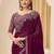 purple wine satin ethnic embellished festive wear matching blouse sarees