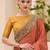 orange rust satin ethnic embellished festive wear matching blouse sarees