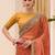 orange rust satin ethnic embellished festive wear matching blouse sarees