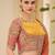 orange rust satin ethnic embellished festive wear matching blouse sarees