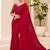 red floral sequinned satin designer saree