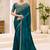 teal embellished sequinned satin designer saree