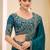 teal embellished sequinned satin designer saree