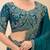teal embellished sequinned satin designer saree