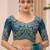 teal embellished sequinned satin designer saree