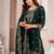 Women embroidered green kurta with palazzo & dupatta set