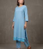 women regular cotton kurta with trousers
