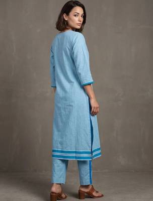 women regular cotton kurta with trousers 2