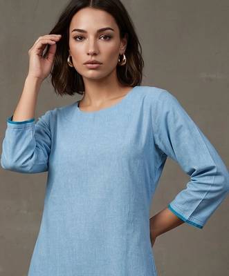women regular cotton kurta with trousers 6